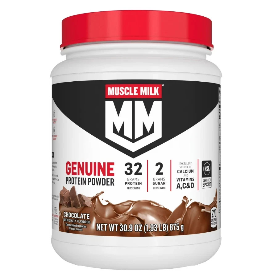 Muscle Milk Genuine Protein Powder, Chocolate, 1.93 Pound, 12 Servings