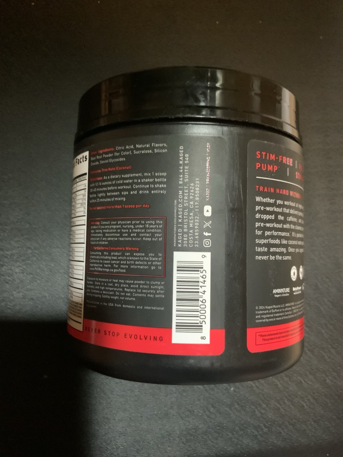 KAGED Pre-Workout Stim- Free Fruit Punch 1.23 lb (558g) SEALED New Exp 10/2026