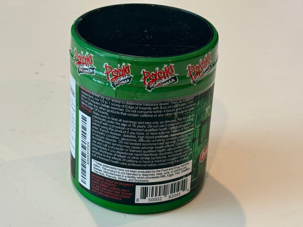 Psycho Pharma’s Edge of Insanity Pre-Workout Supplement Powder Blue Lemonade