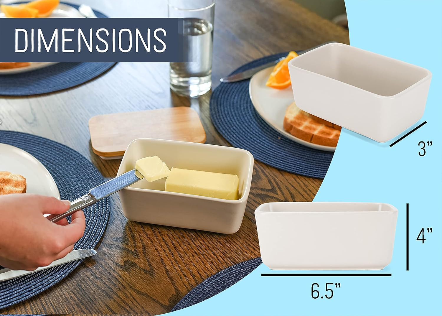 Nat & Jules Ceramic Stoneware 1/2 Pound, 2 Sticks Butter Dish with Airtight Bamb