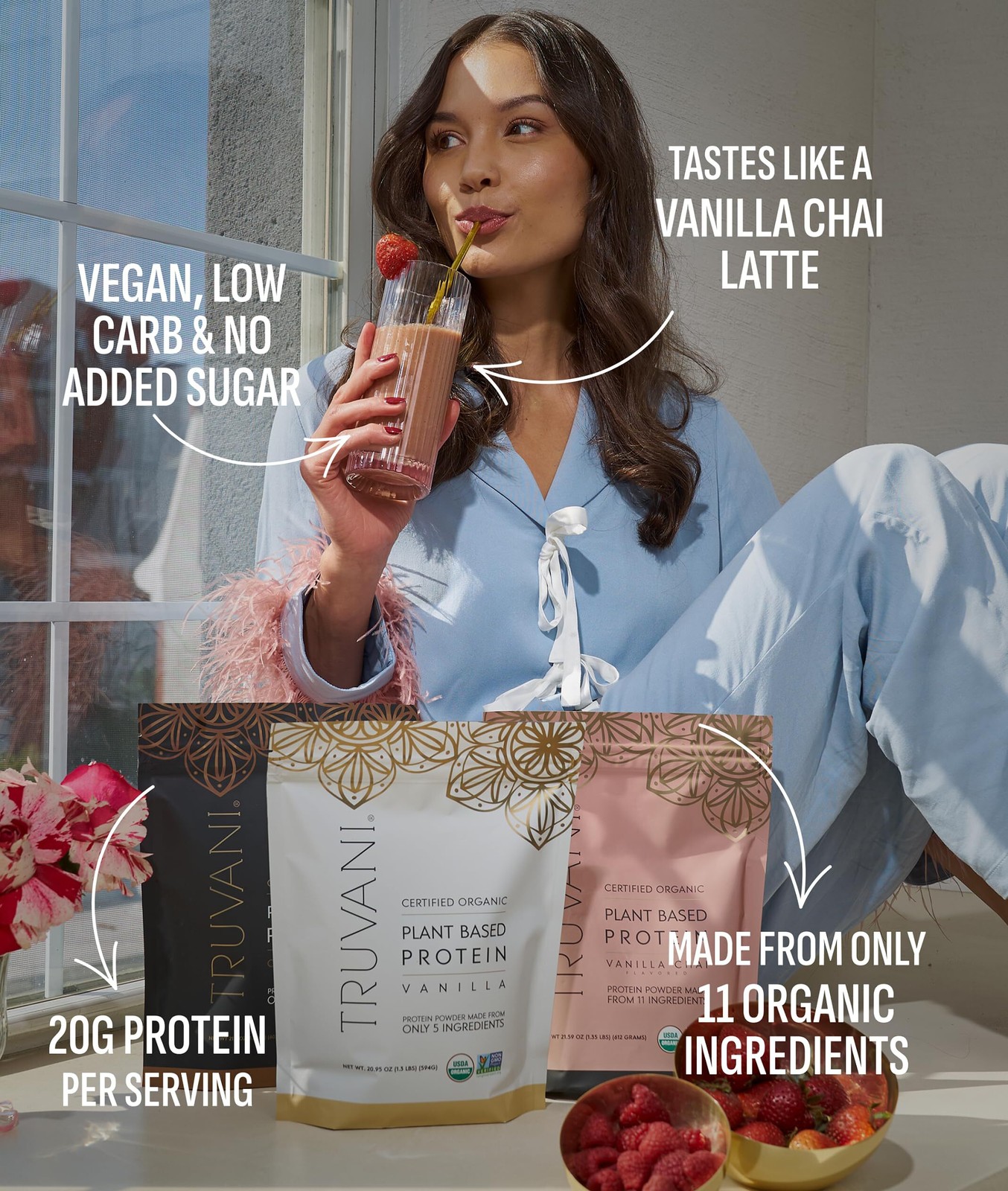 1/27 Truvani Vegan Pea Protein Powder | Vanilla Chai | 20g Protein | 20 Serv
