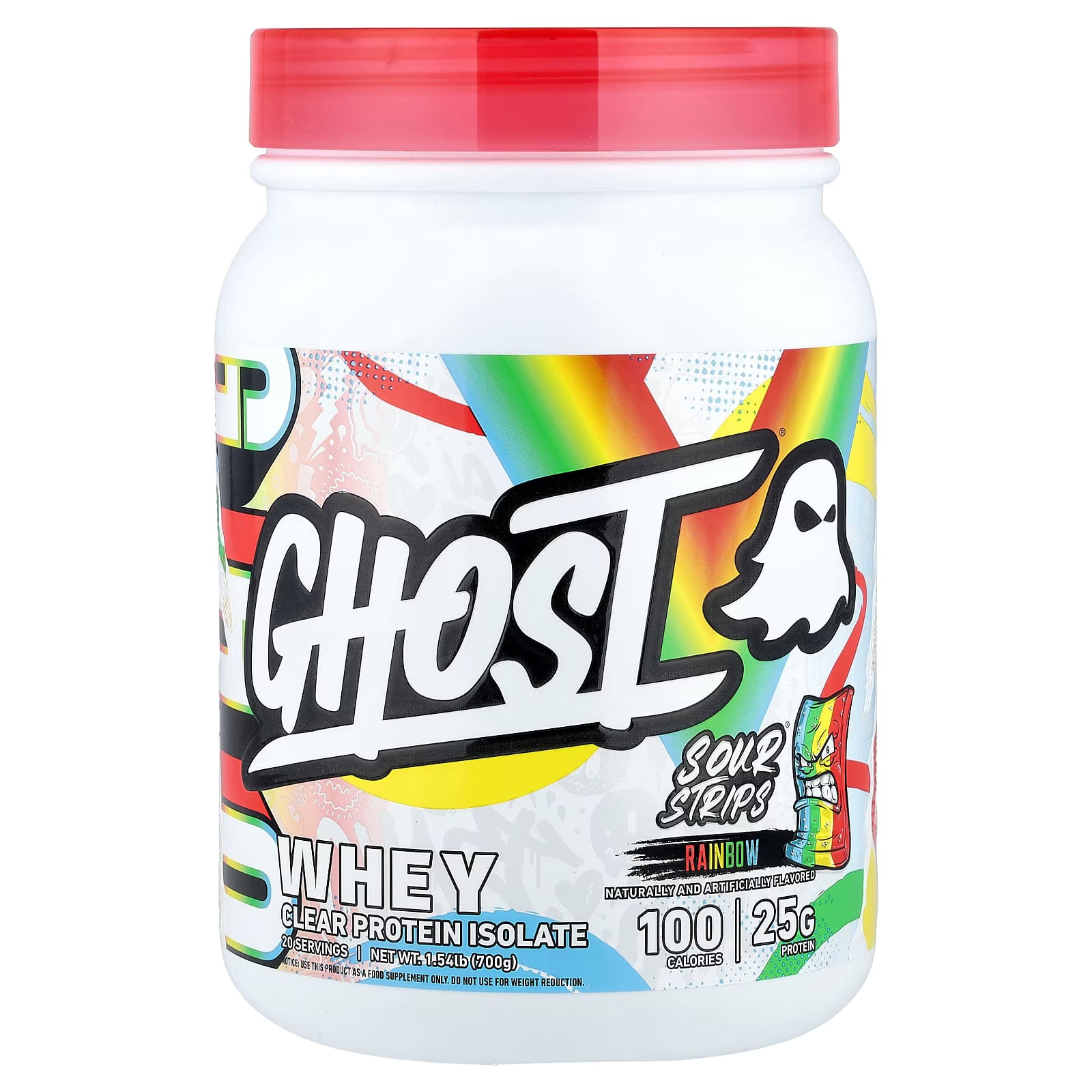 Whey, Clear Protein Isolate, Sour Strips® Rainbow, 1.54 Lb (700 G)