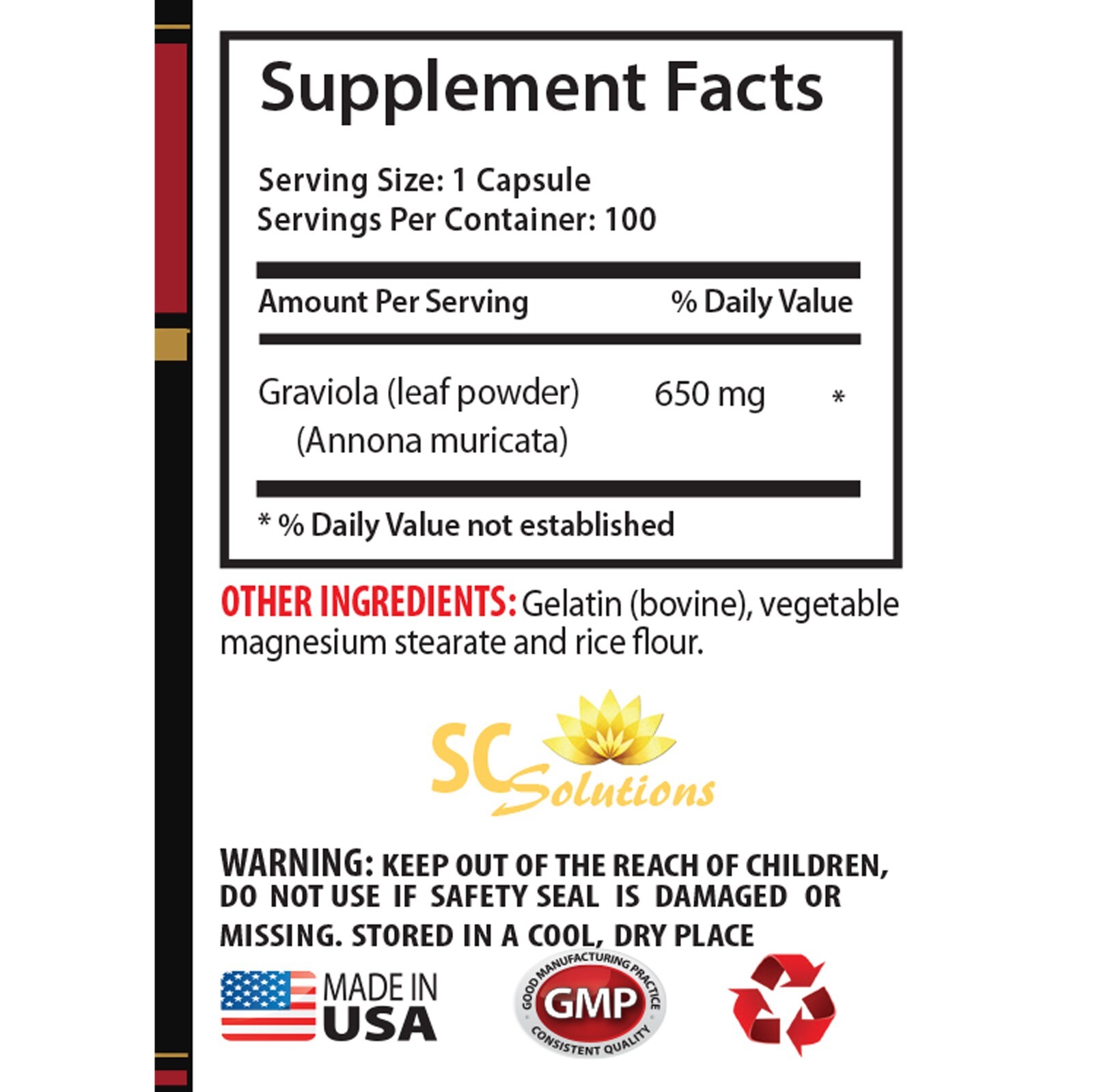 Graviola Leaf – PURE GRAVIOLA EXTRACT – Immune system support – 3 Bottles