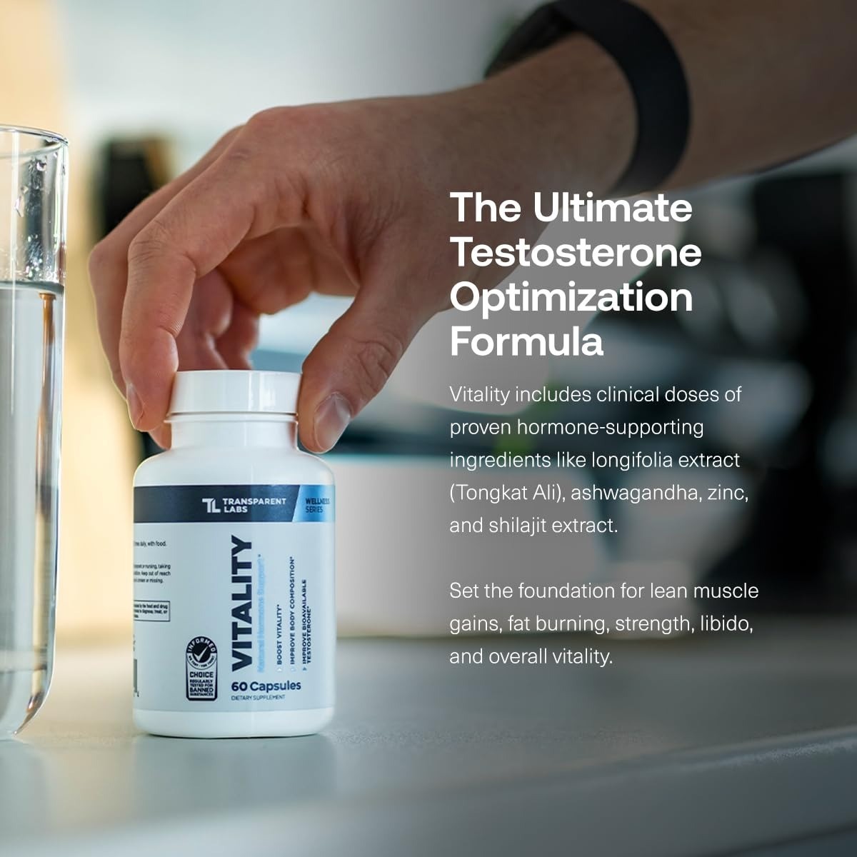 Transparent Labs Vitality Testosterone Booster – Testosterone Supplement for Men