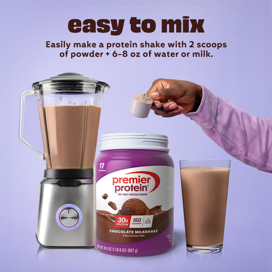 Premier Protein 100% Whey Powder, Chocolate Milkshake, 30g Protein, 29 Servings