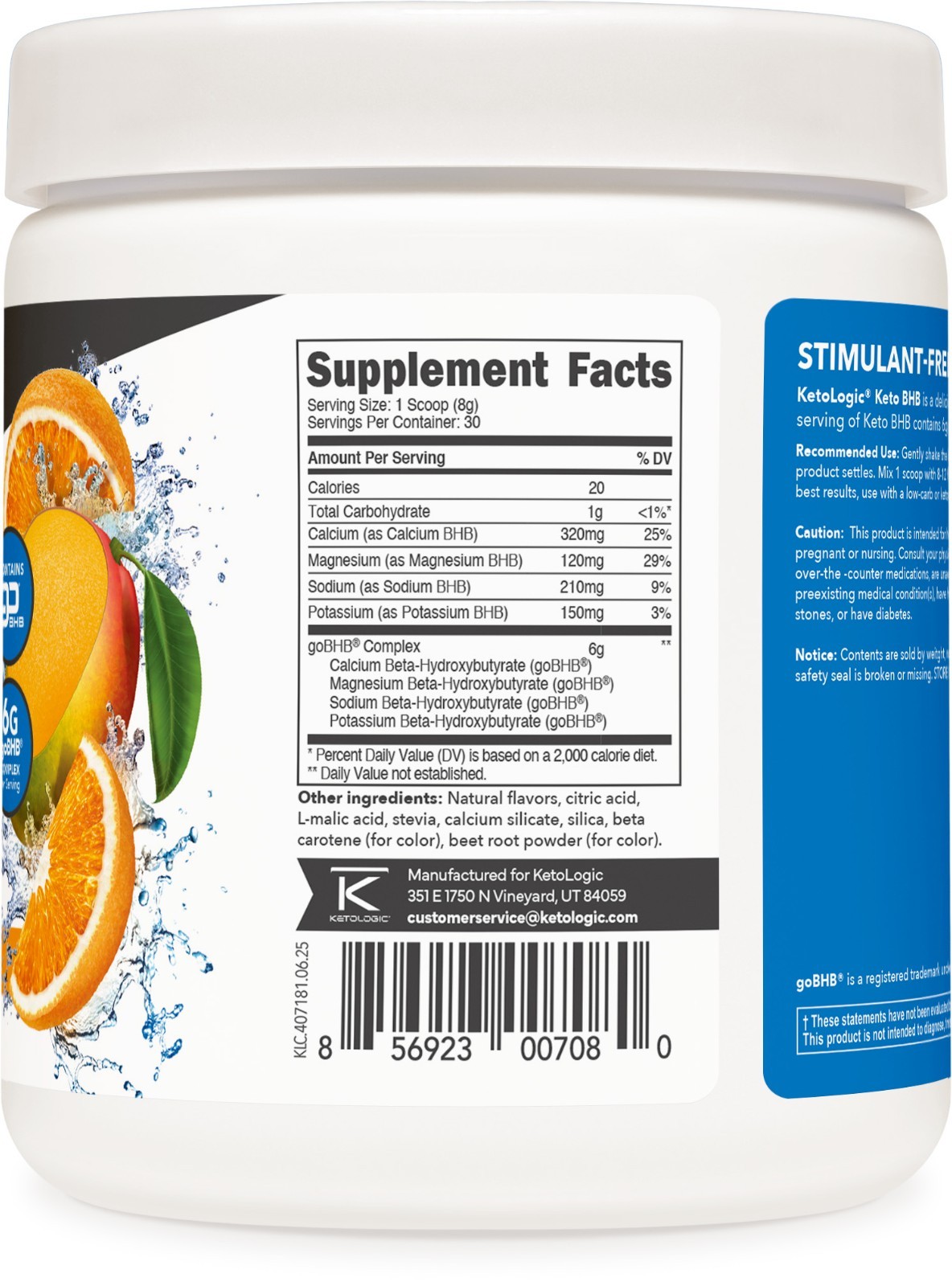 KetoLogic Keto BHB (Orange Mango Flavor) 30 Servings