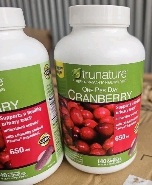 4 PACK – Trunature CRANBERRY 650mg, 140 Vegetarian Capsules one per day 12/2026