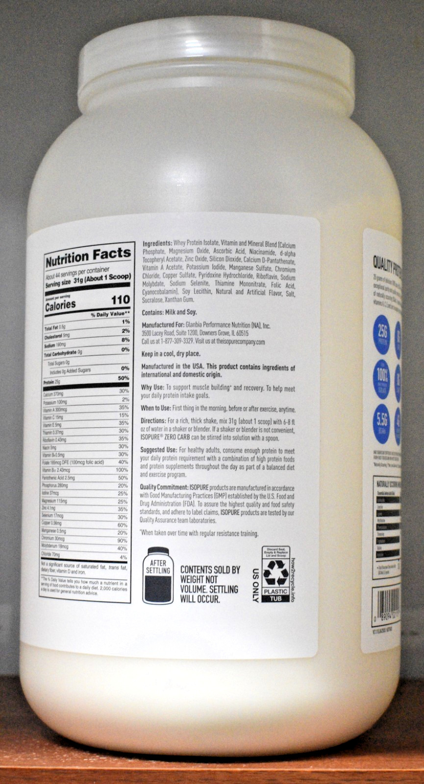 Isopure Vanilla Zero Carb Protein Powder 3 lb (1.36 kg) 44 Servings