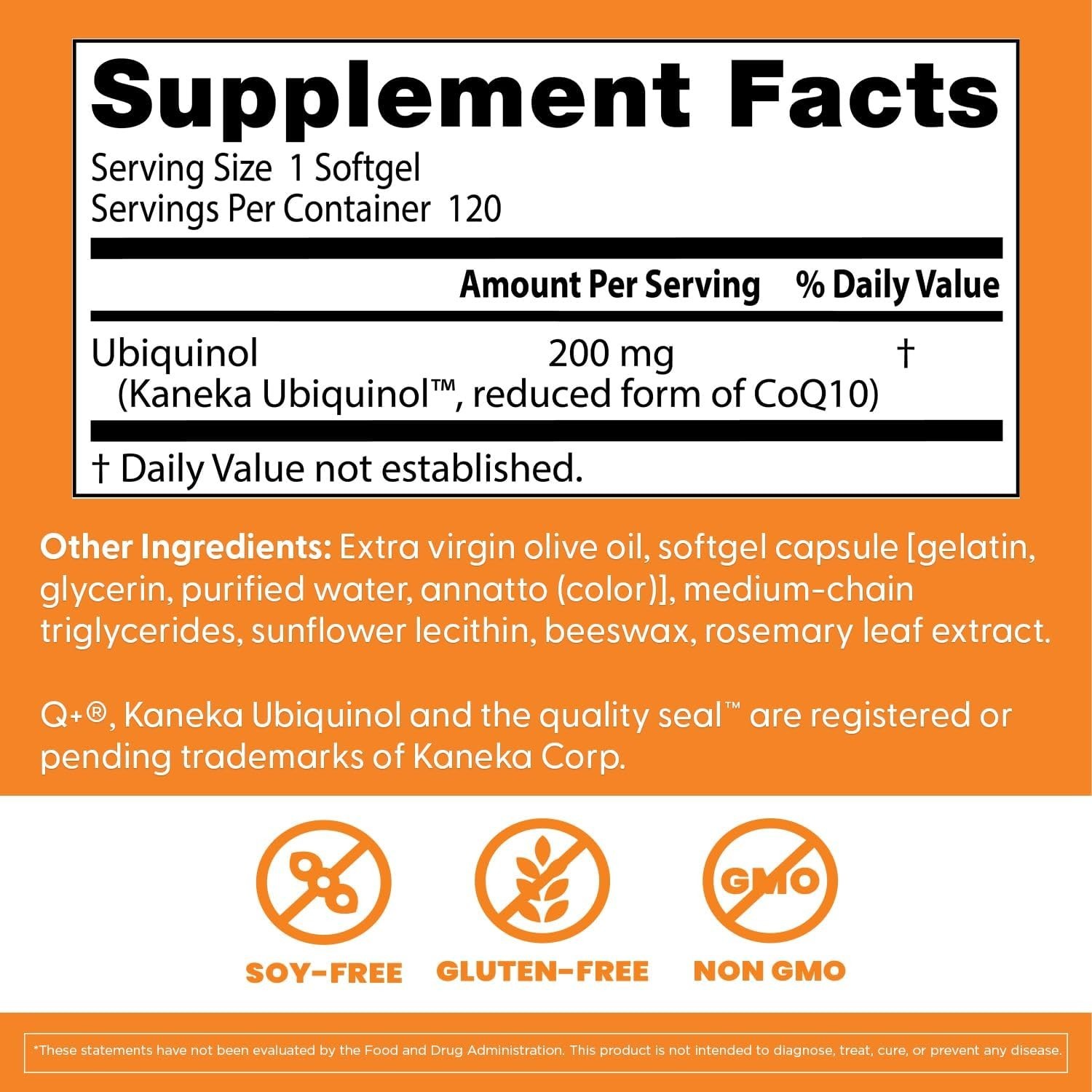 Doctor’s Best Kaneka Ubiquinol 200 mg Supplement Unisex -120 Sg. Exp: 5/2027