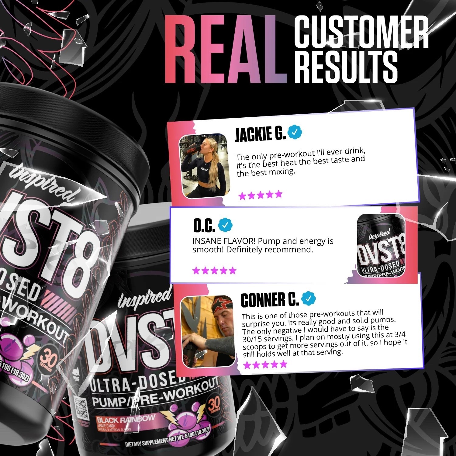 DVST8 ULTRA-DOSED PUMP/PRE-WORKOUT FORMULA Inspired Nutra Black Rainbow
