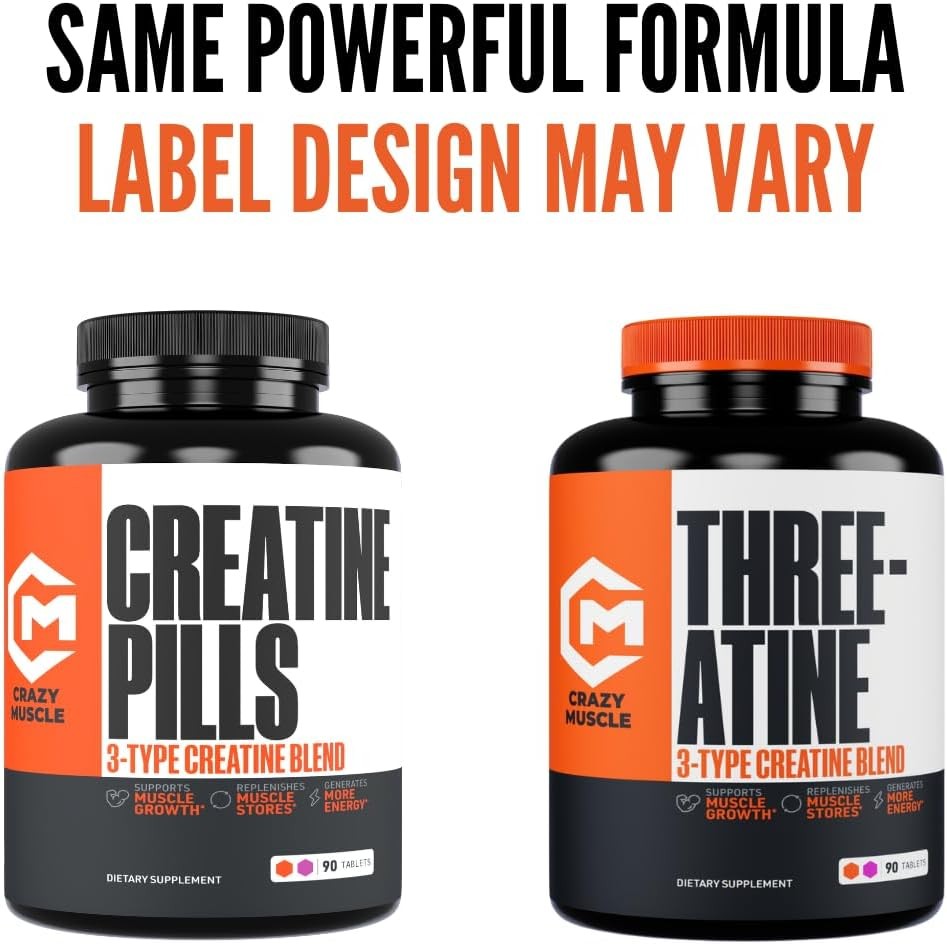 Creatine Pills, 5g 3X Pure Creatine Monohydrate Pills, Pre Workout Bulk Muscle M