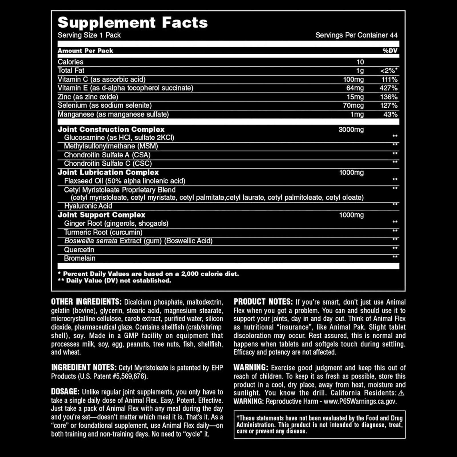 Universal Nutrition Animal Flex – 44 Packs – Promotes Long Term Joint Health