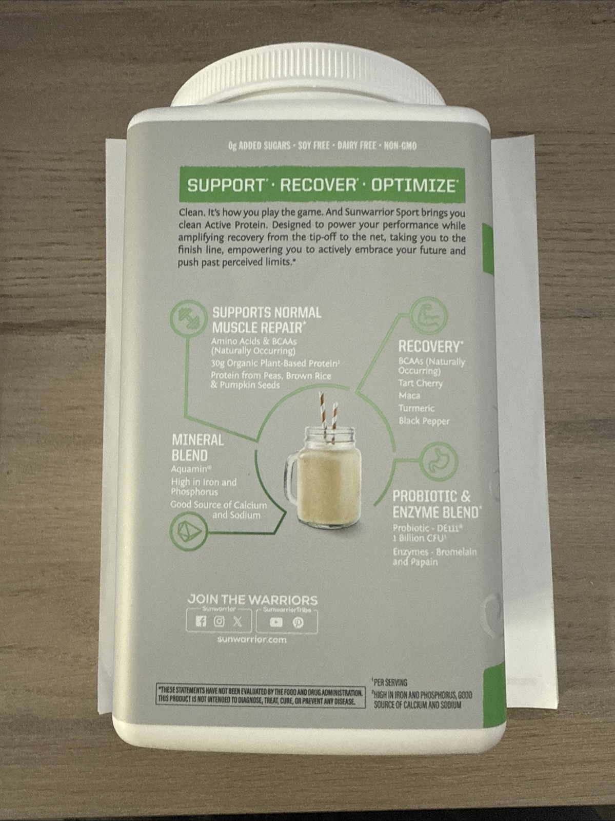 Sunwarrior Sport Organic Active Protein Vegan – Unflavored 1.94 lbs