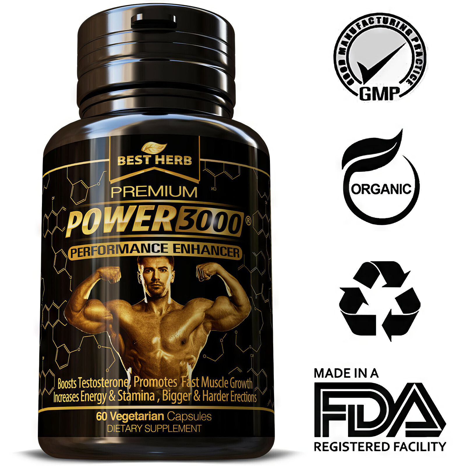 Power 3000 Performance Enhancer Fast Muscle Growth Bodybuilding Weight Training