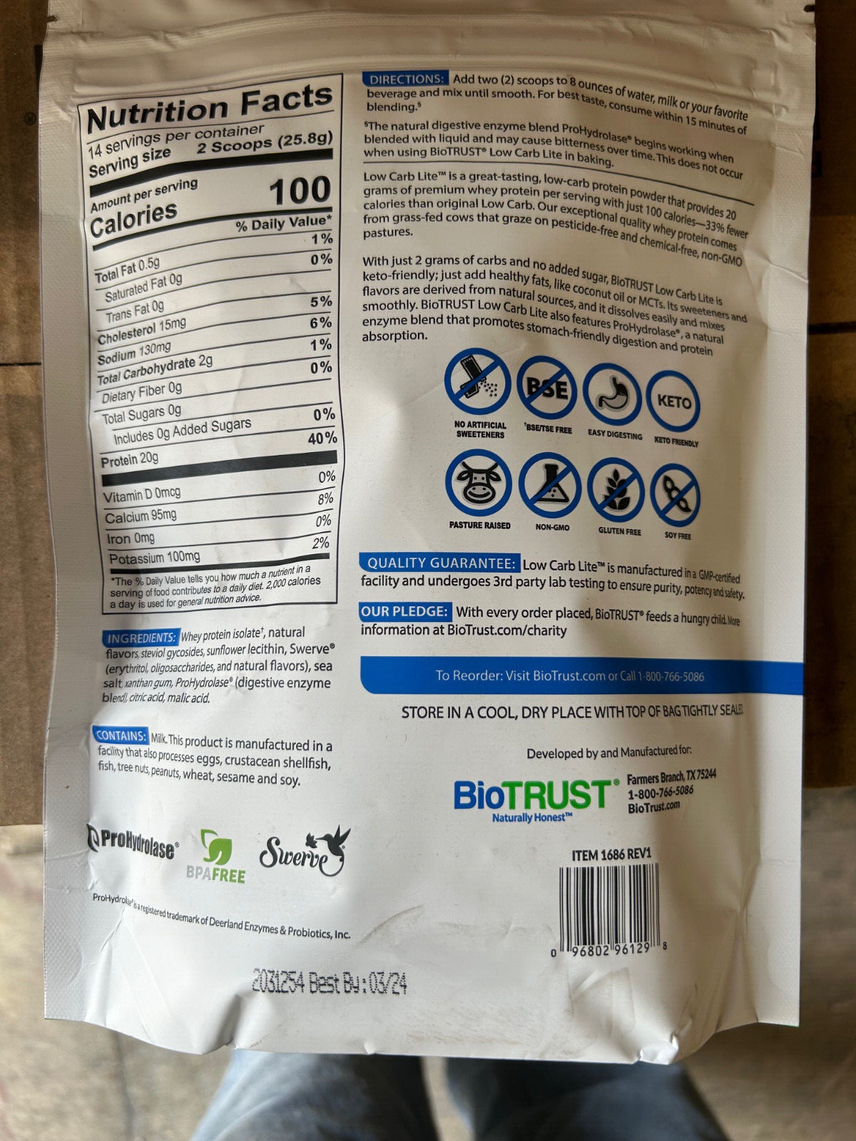Date! BioTrust Low Carb Lite Orange Creamsicle BB 3/2024 12.7oz 20g Whey Protein