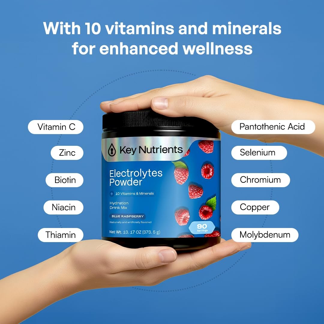 KEY NUTRIENTS Multivitamin Electrolytes Powder No 90 Servings, Blue Raspberry