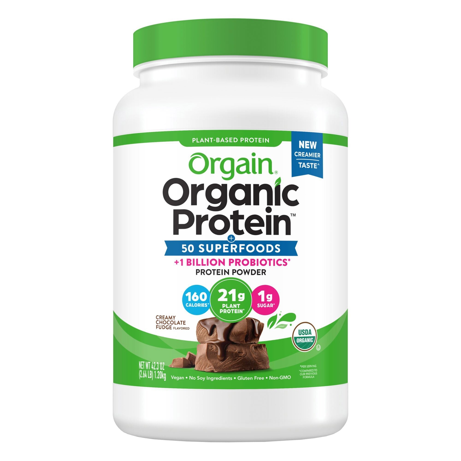 Orgain Organic Protein Powder and Superfoods Creamy Chocolate Fudge 2.64 lbs