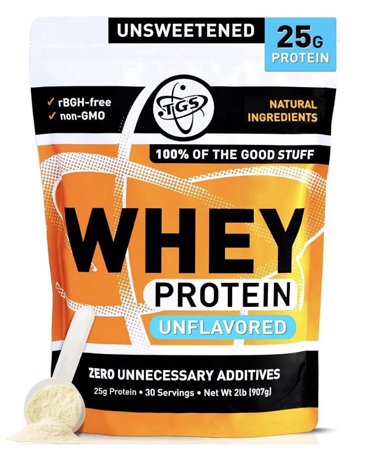 TGS Nutrition Whey Protein Powder Unflavored Unsweetened Muscle Recovery 2 Pound