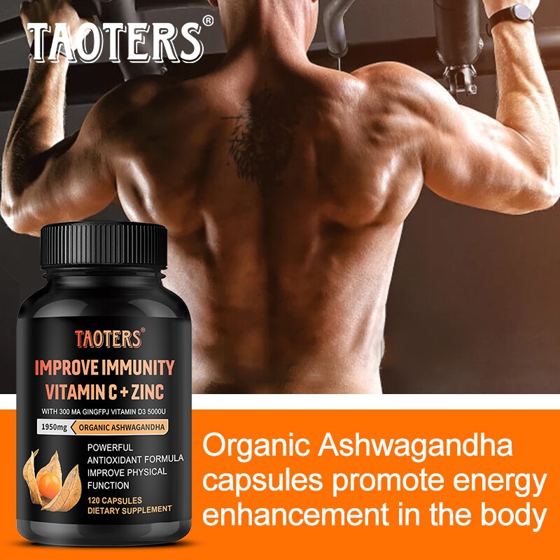 Vitamin C + Zinc + Ashwagandha 120 Capsules, Specially Selected Plant Extracts