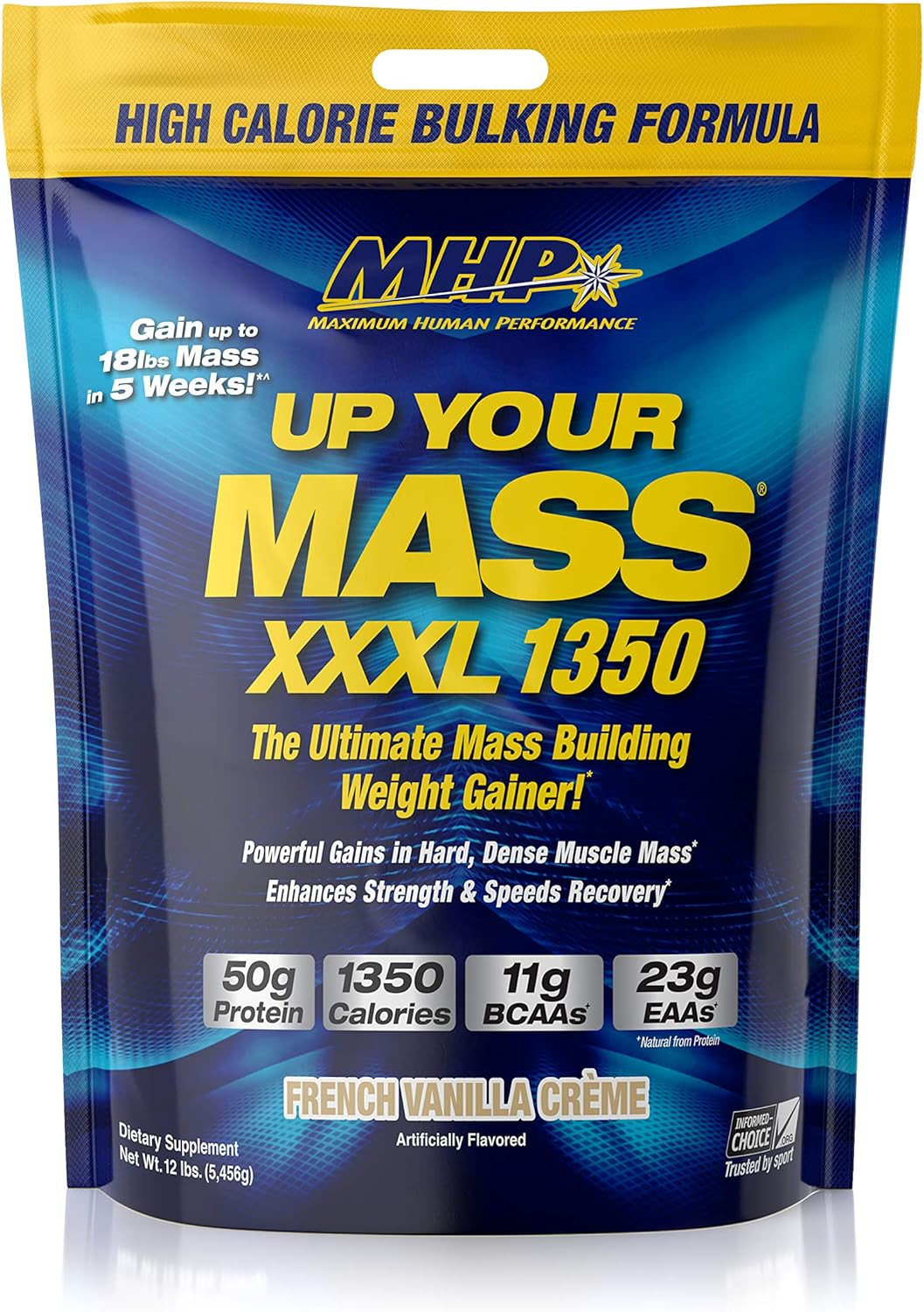 MHP UYM XXXL 1350 Mass Building Weight Gainer, Muscle Mass Gains, W/50G Protein,
