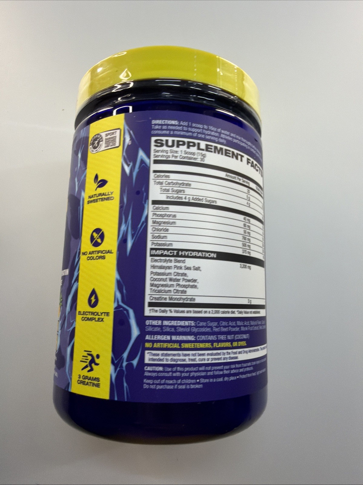 Impact Hydration, Electrolytes + Creatine, Brazilian Punch, 0.99 lbs (15.9 oz)