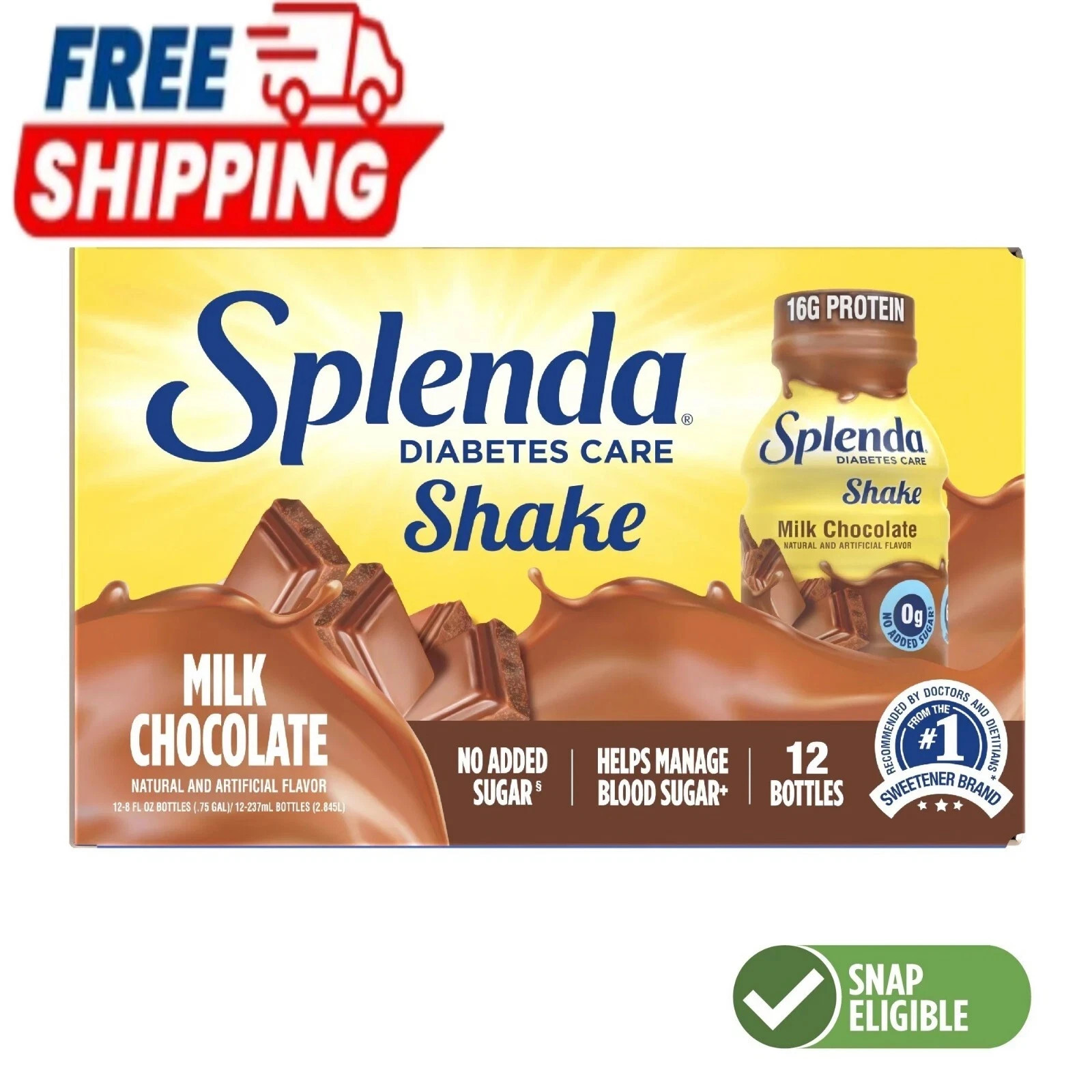 Diabetic Protein Shakes, to Help Manage Blood Sugar, 8oz Milk Chocolate, 12ct