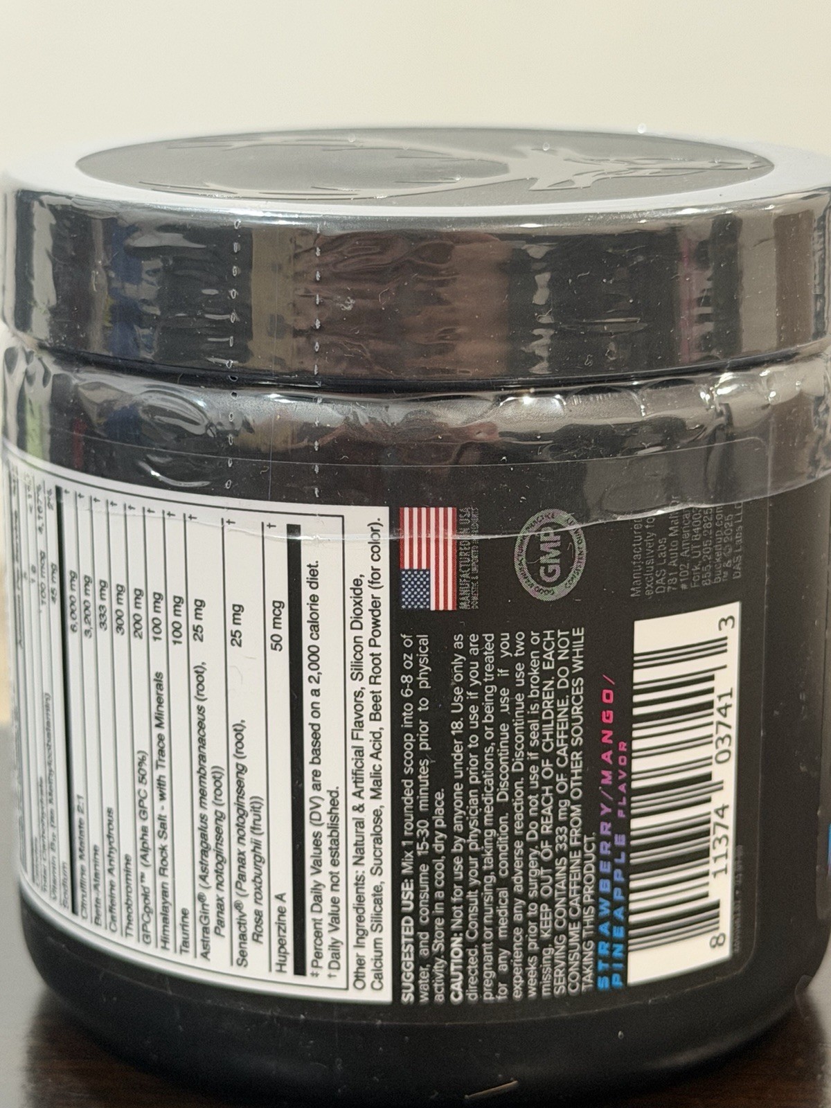 Bucked Up Woke AF Pre-Workout Powder Pineapple Mango 8.7oz exp 12/2027