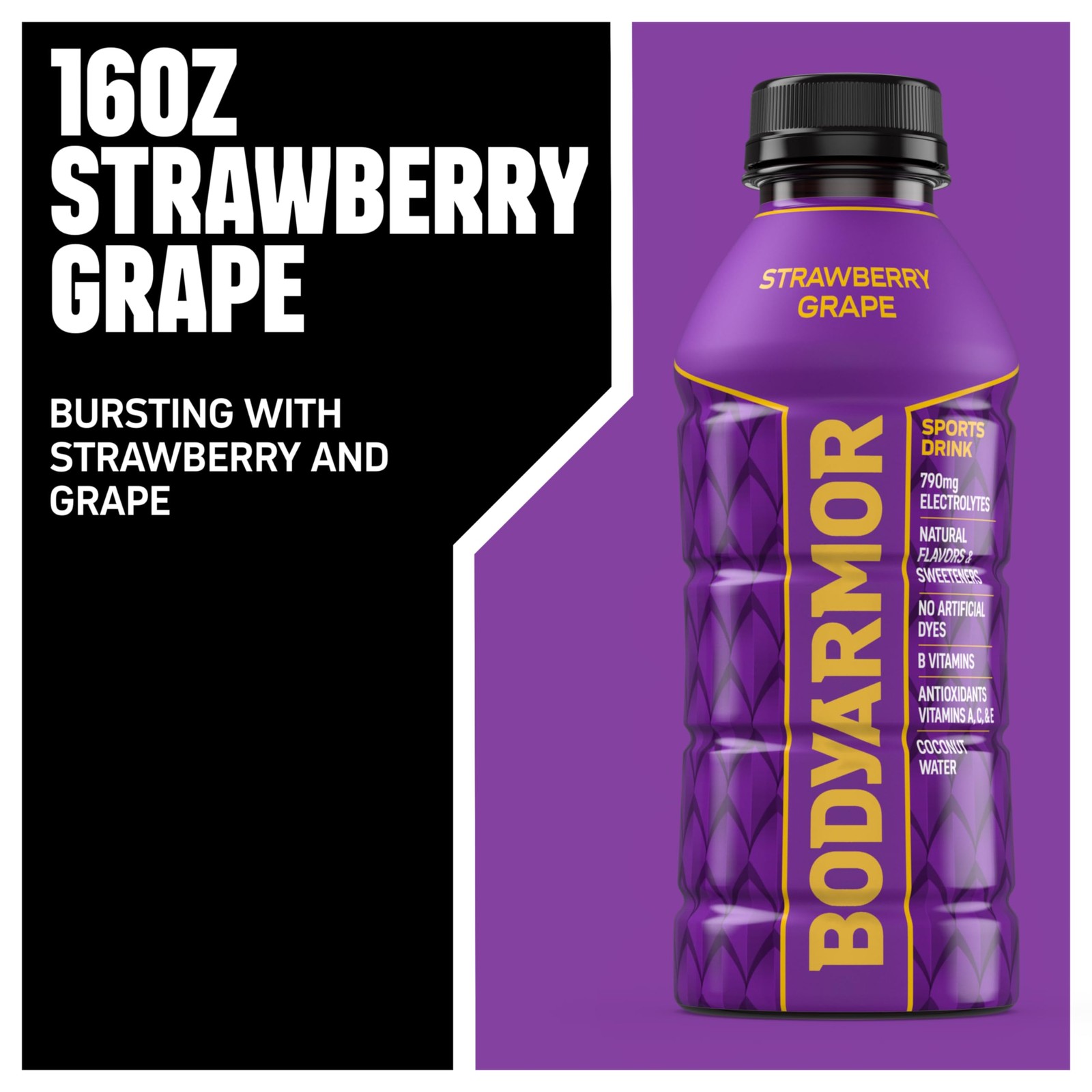 BODYARMOR Sports Drink, Strawberry Grape, Electrolyte Drink Hydration, 16 Fl Oz