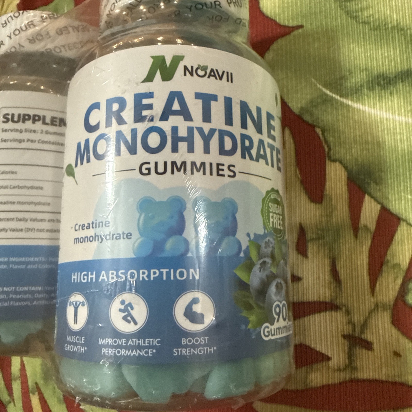 Noavii Creatine Monohydrate Gummies Blueberry Sugar Free 180 count Exp 11/26