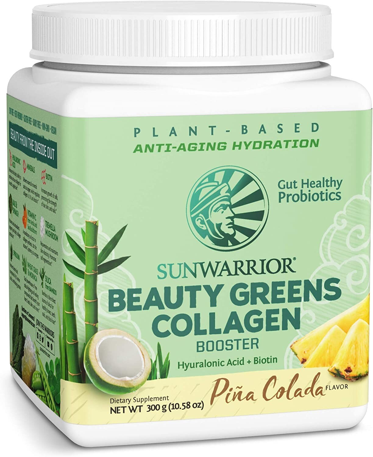 Sunwarrior Plant-Based Beauty Greens Powder Organic Pina Colada, 10.6oz