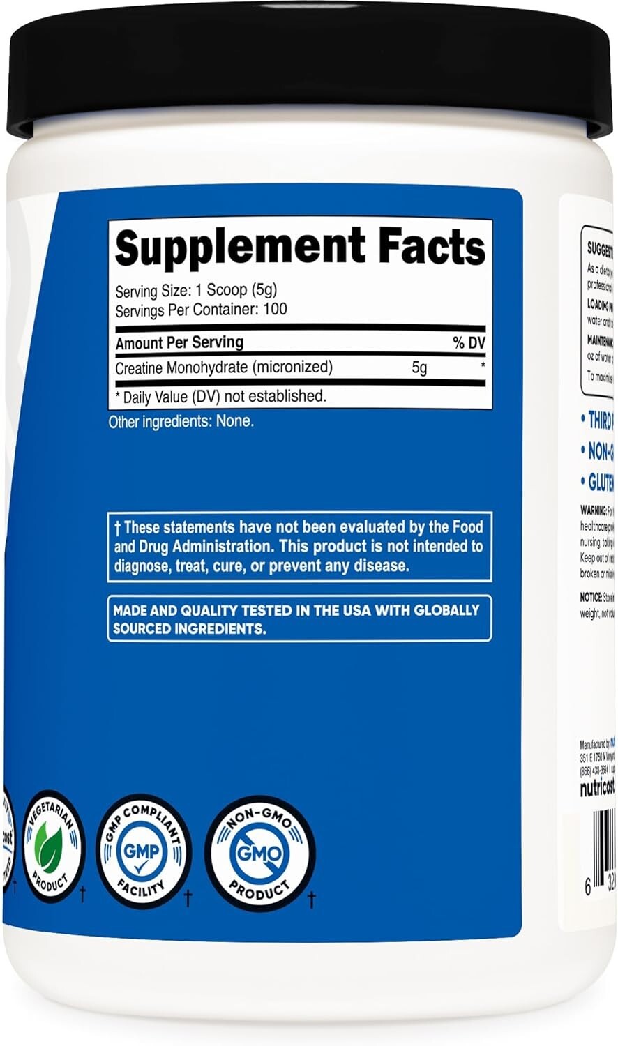 Nutricost Creatine Monohydrate Micronized Powder 500G, 5000mg Per Serv (5g) – 10