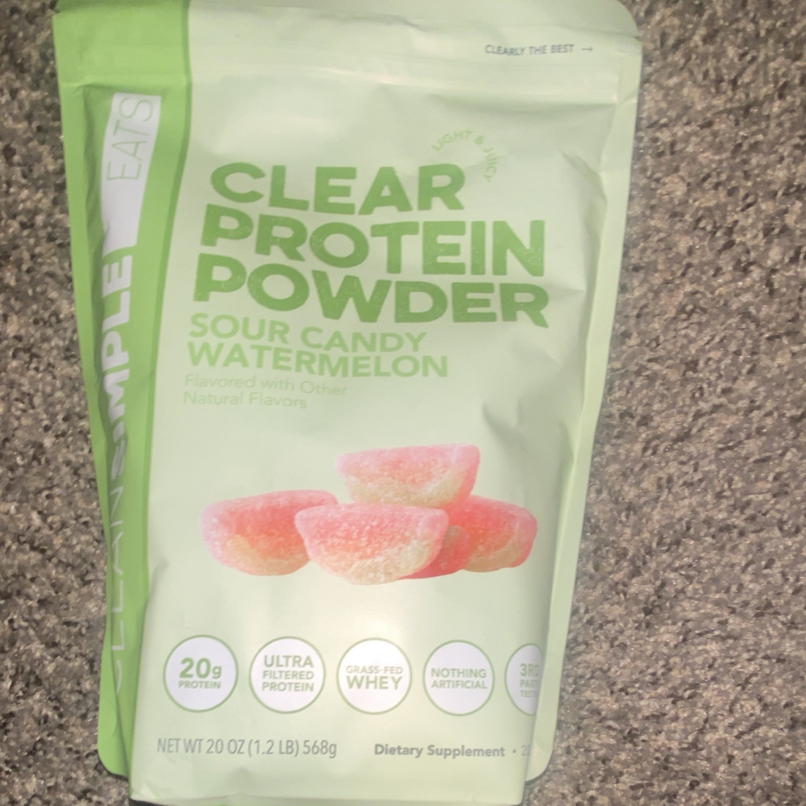 Clean Simple Eats Clear Whey Protein Isolate Sour Candy Watermelon 20oz