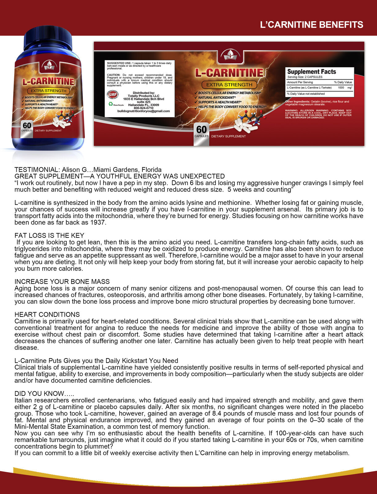 Micronized Creatine Monohydrate Weight Gain L-Carnitine Muscle Mass Supplements