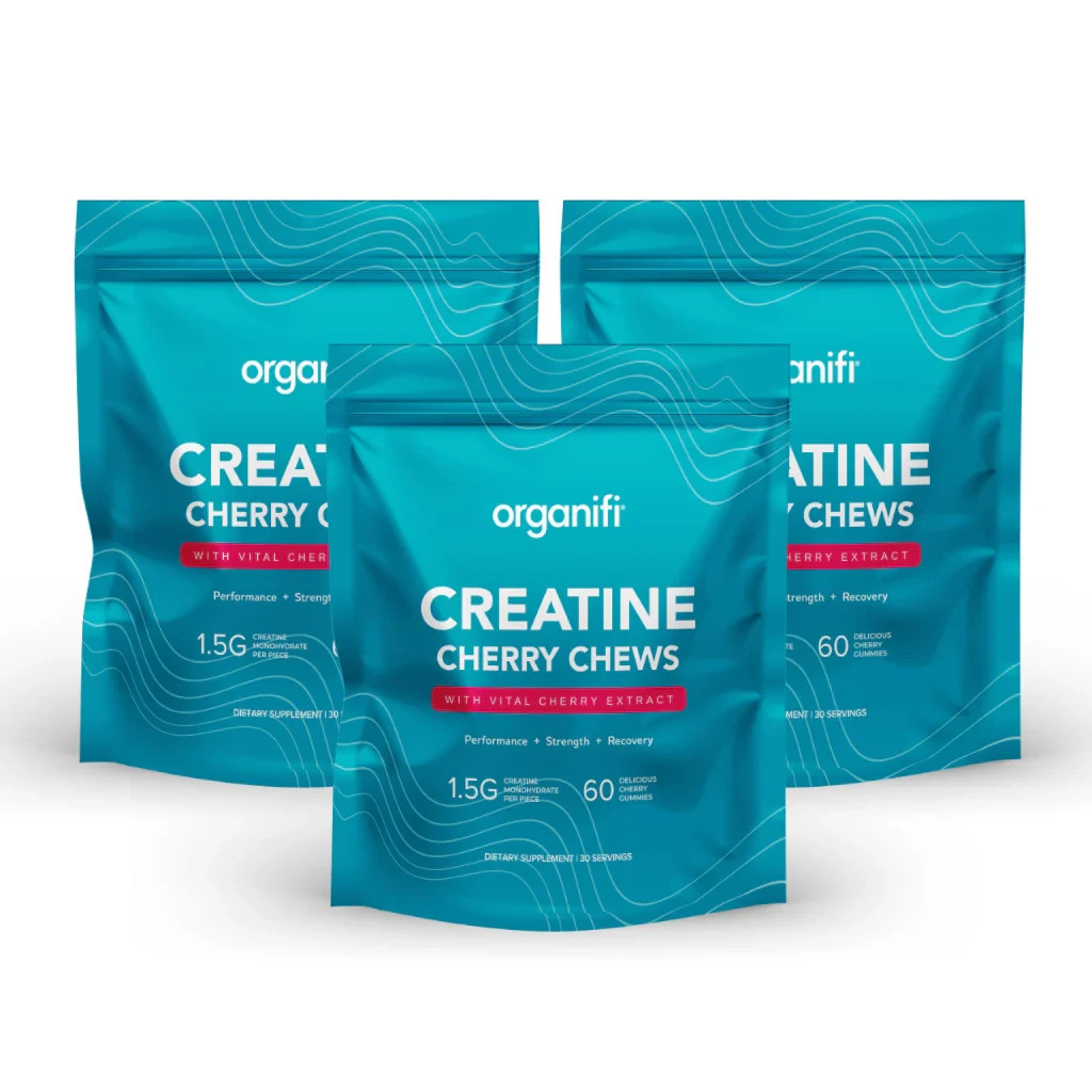 Organifi Creatine Cherry Chews 3 Pack | 180 Gummies | 1.5g Creatine per Chew