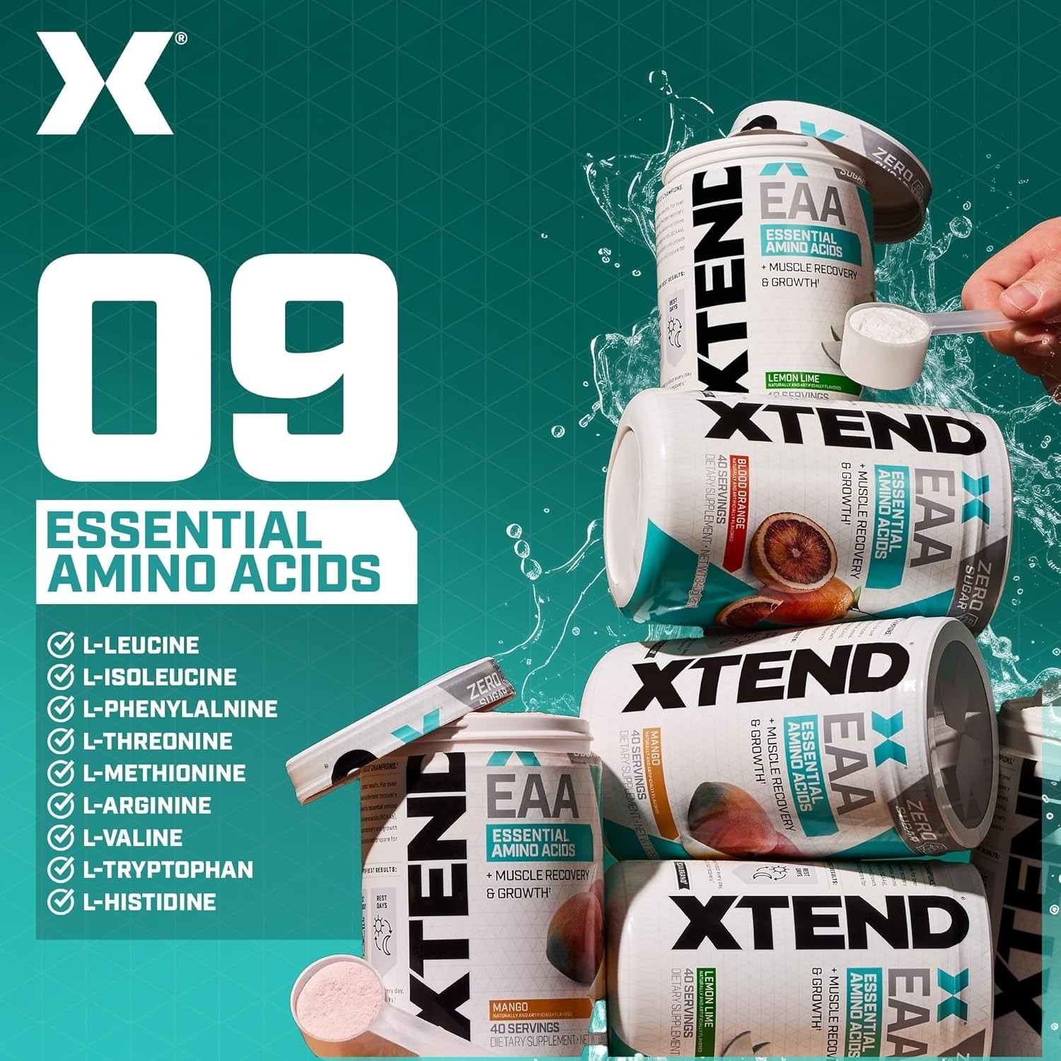 Mango XTEND EAA + BCAA Supplement – 10g EAAs, 40 Servings for Lean Muscle Growth