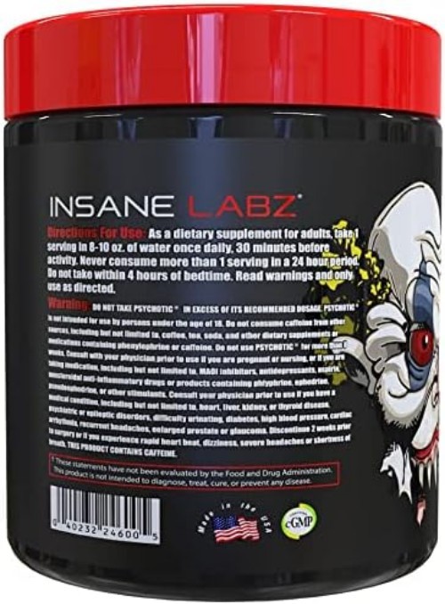 Psychotic Pre-Workout Powder – 35 Servings of Extreme Energy & Focus (7.5 oz)