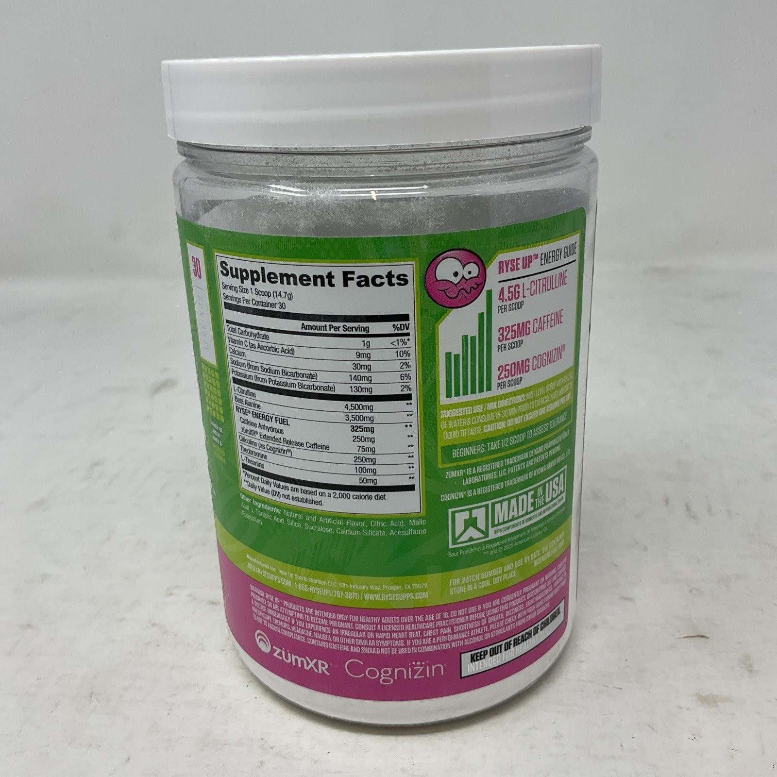 RYSE Loaded Pre Workout Powder – Sour Punch Sour Watermelon – Exp 11/2027