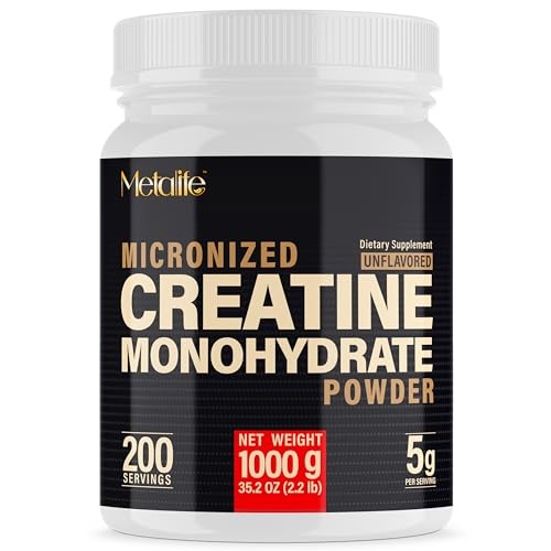 Creatine Monohydrate Powder 1000g 200 Servings Micronized Unflavored