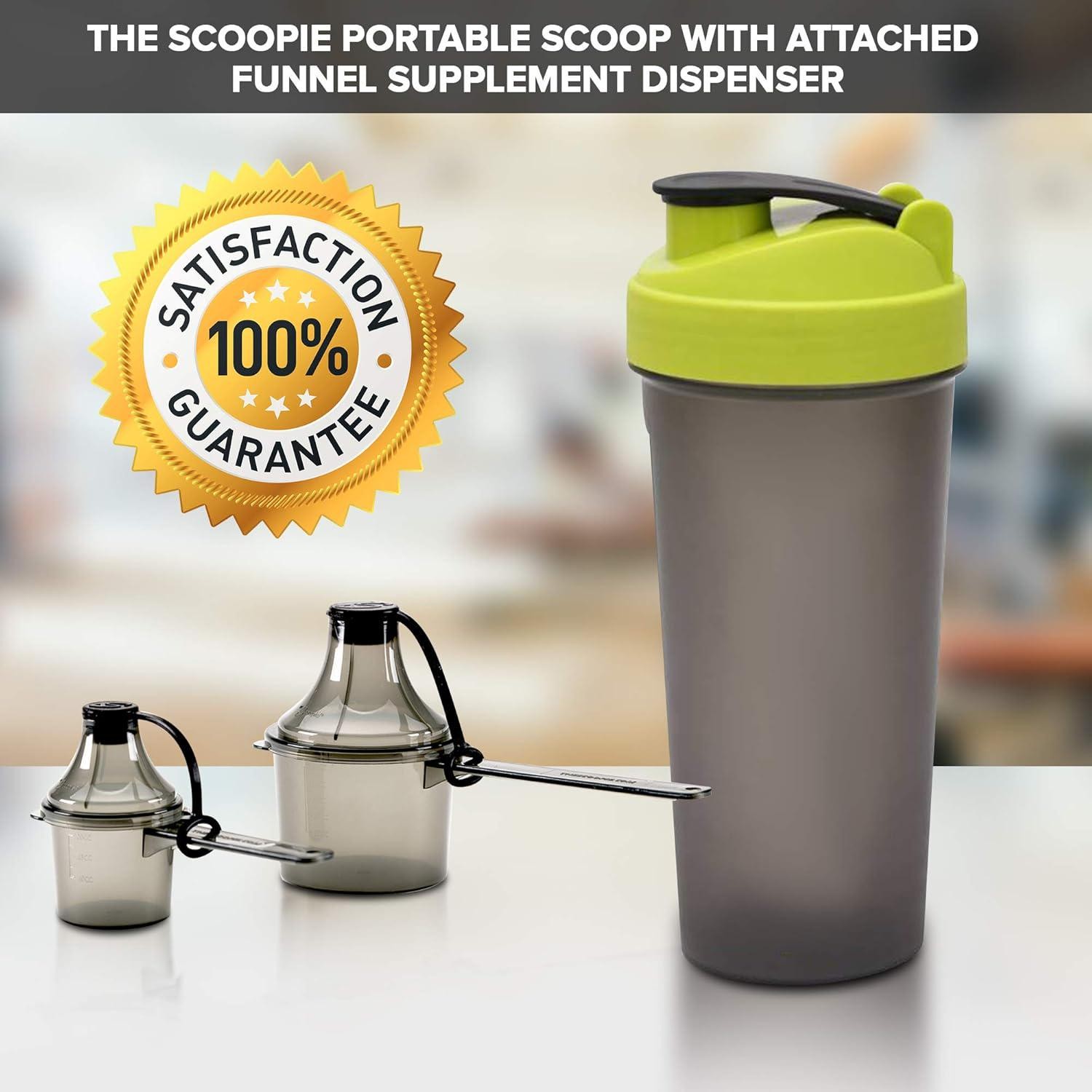 The Scoopie 4-in-1 Supplement Container, Scoop, and Funnel System – Portable and