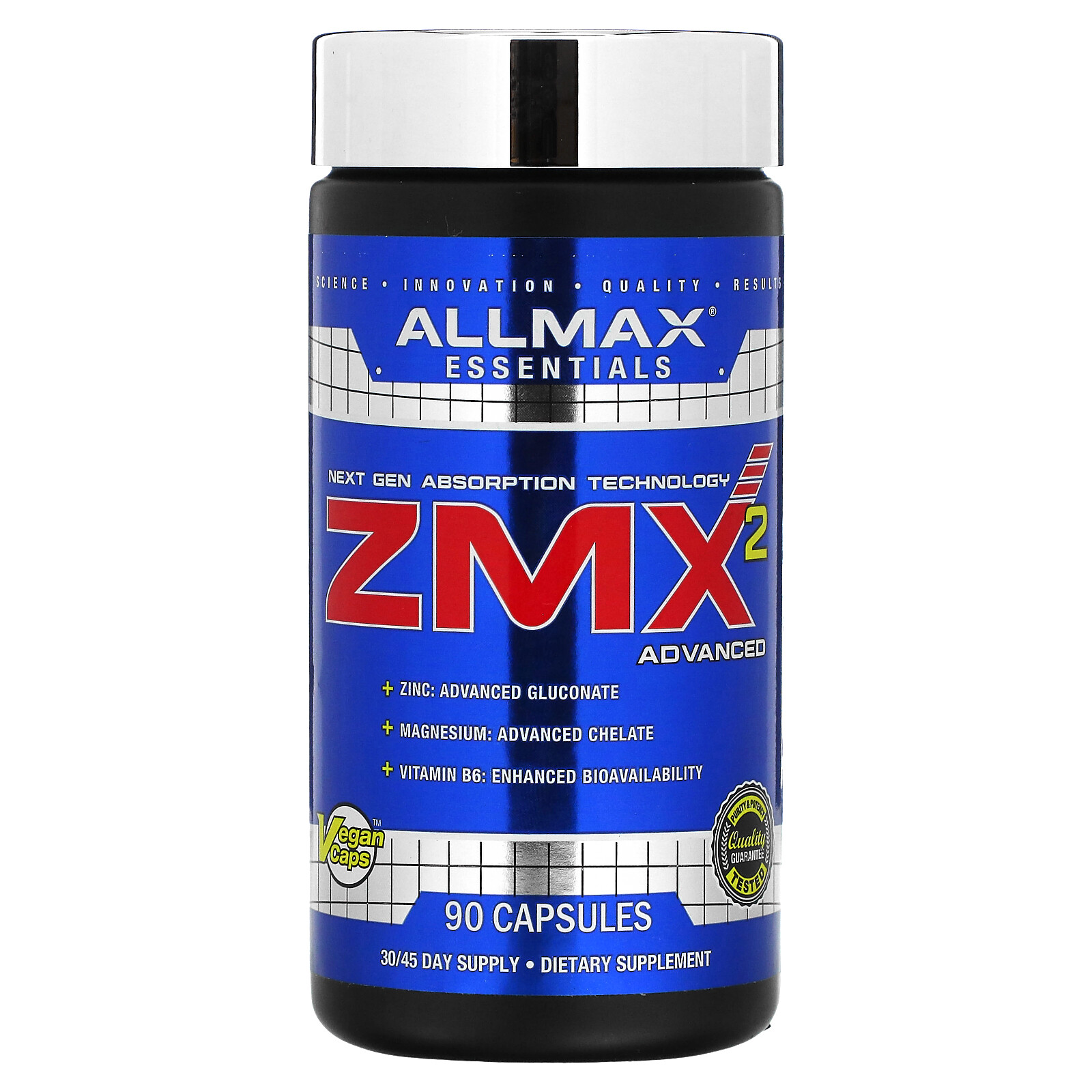 ALLMAX Nutrition ZMX2 High-Absorbtion Magnesium Chelate 90 Capsules Gluten-Free,