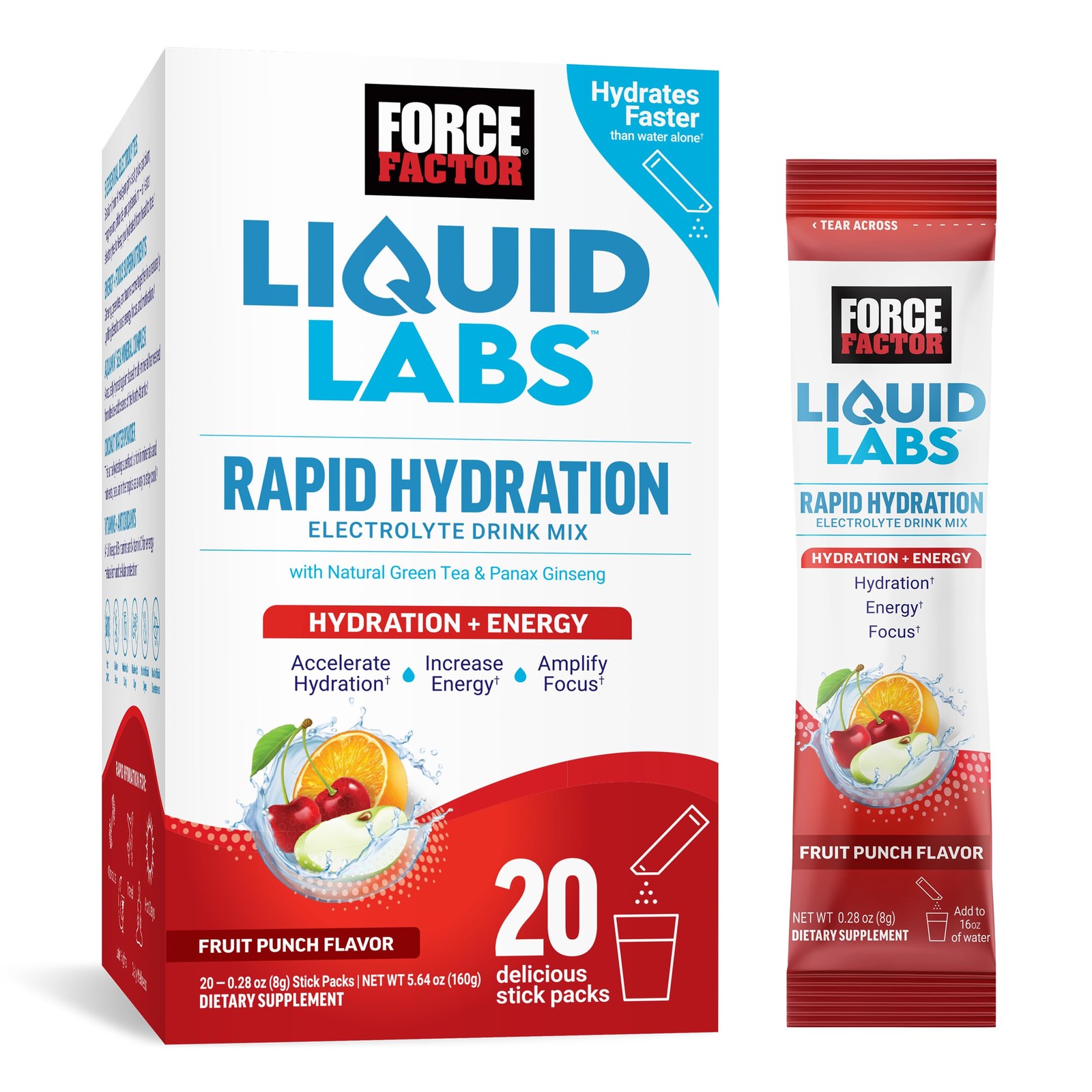 Force Factor Liquid Labs Energy Drink, 20 Servings (Pack of 1), Fruit Punch