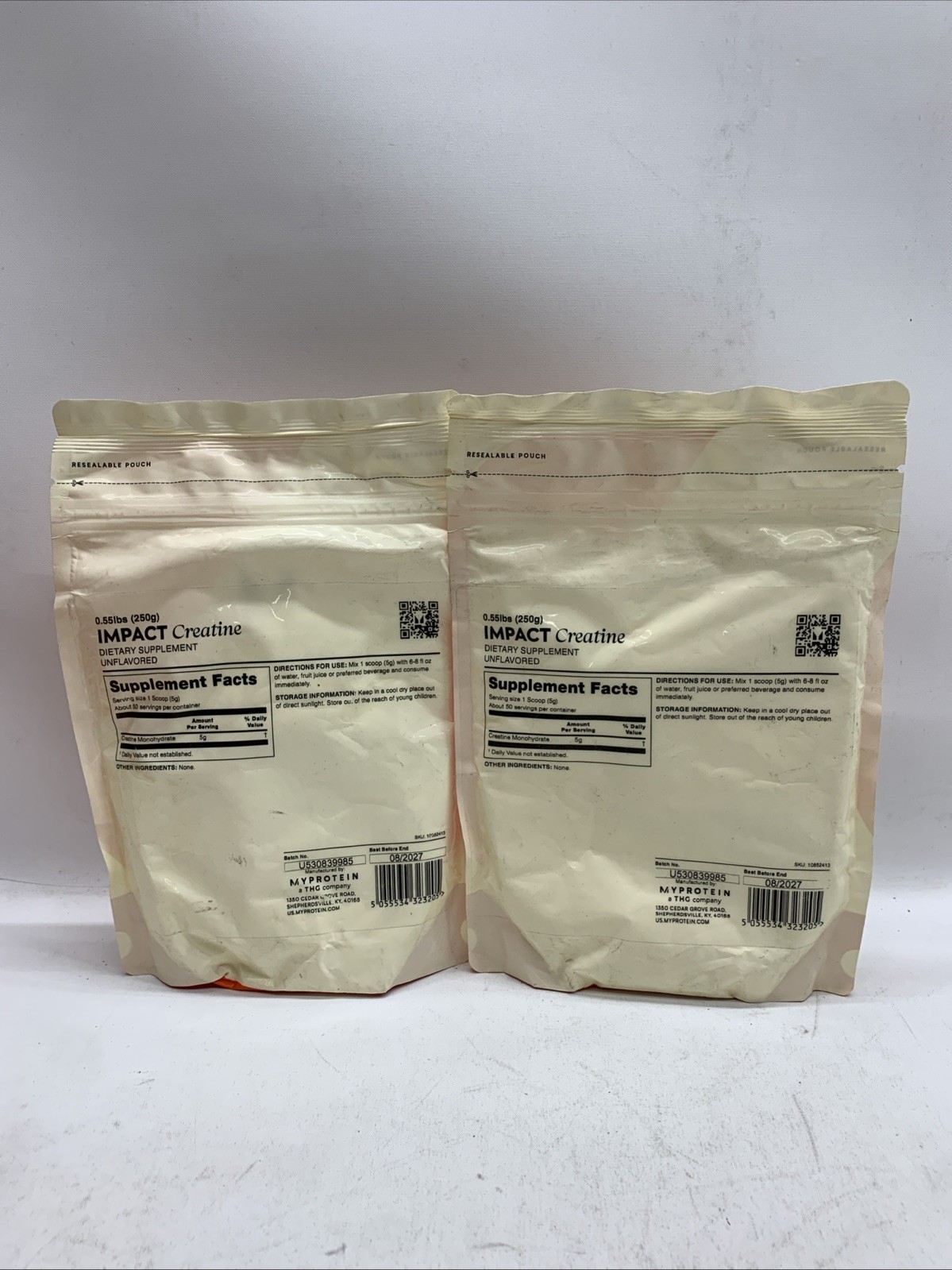 Myprotein Impact Creatine Monohydrate Powder 50 Servings Unflavored 2 Pack