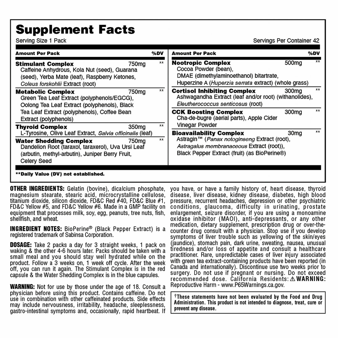 UNIVERSAL NUTRITION ANIMAL CUTS Advanced Fat Burner All-In-1 Thermogenic 42 Pack