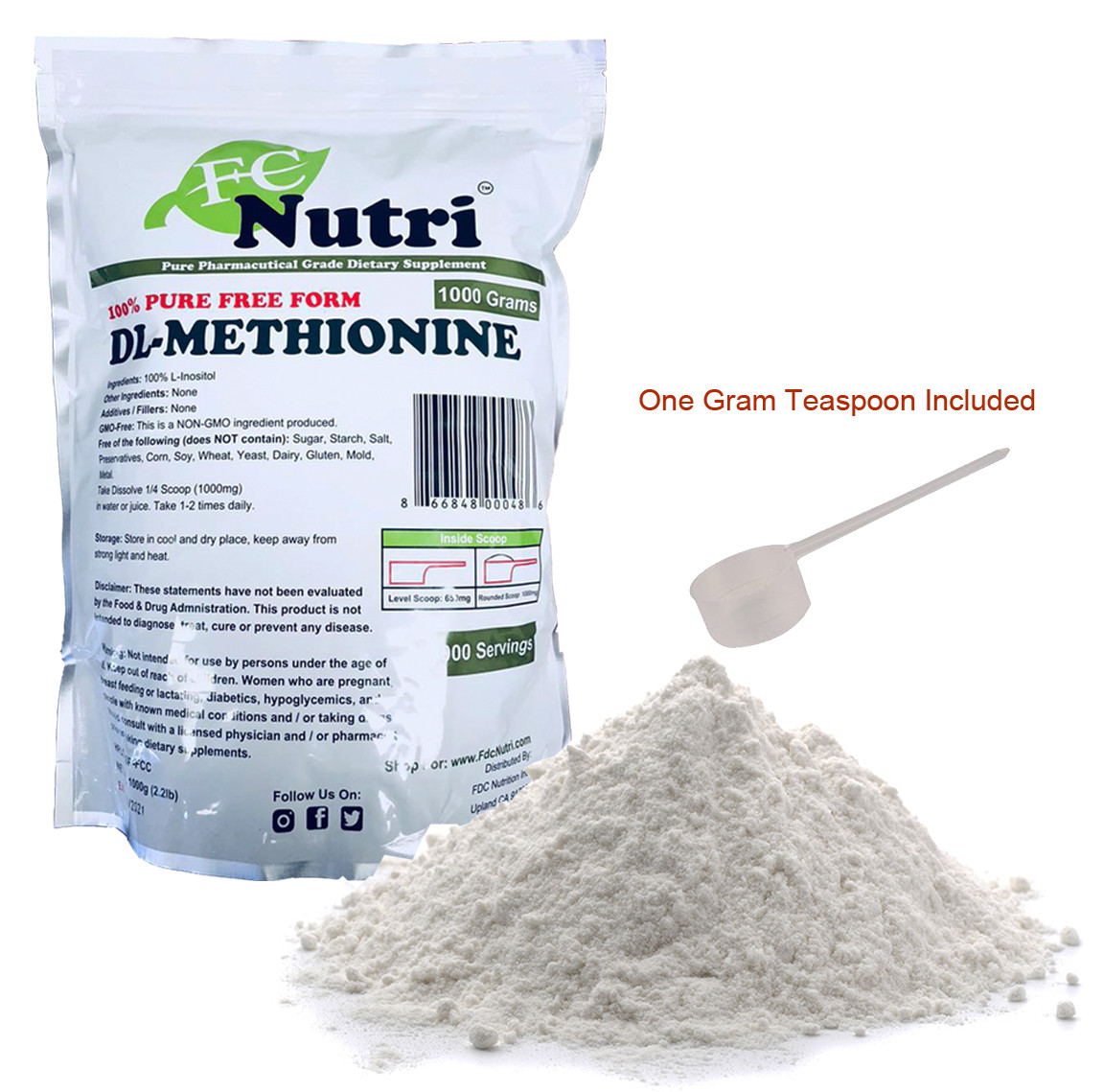 DL-Methionine Powder 100%pure 2.2lb (1000 grams)