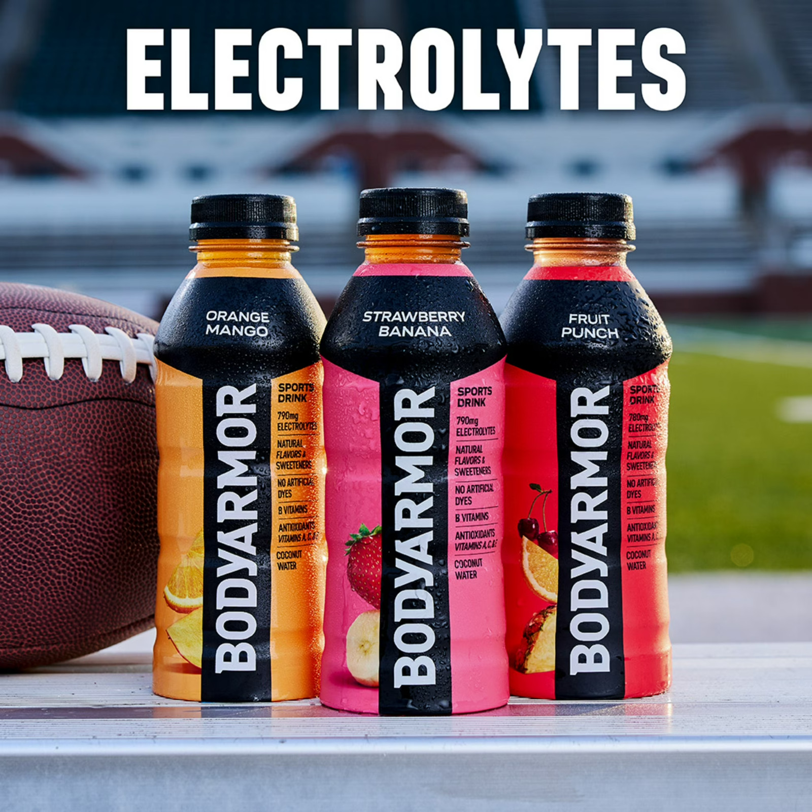 BODYARMOR Fruit Punch Electrolyte Sports Drink Bottles, 12 fl oz, 8 Pack