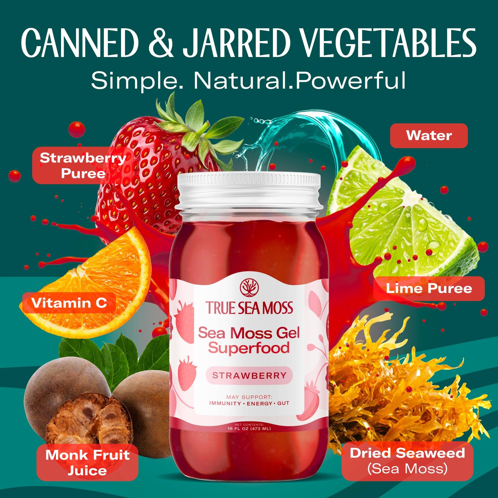 Sea Moss Gel – Wildcrafted, USA-Made, Strawberry Flavor, Pack of 2, Fresh & J…