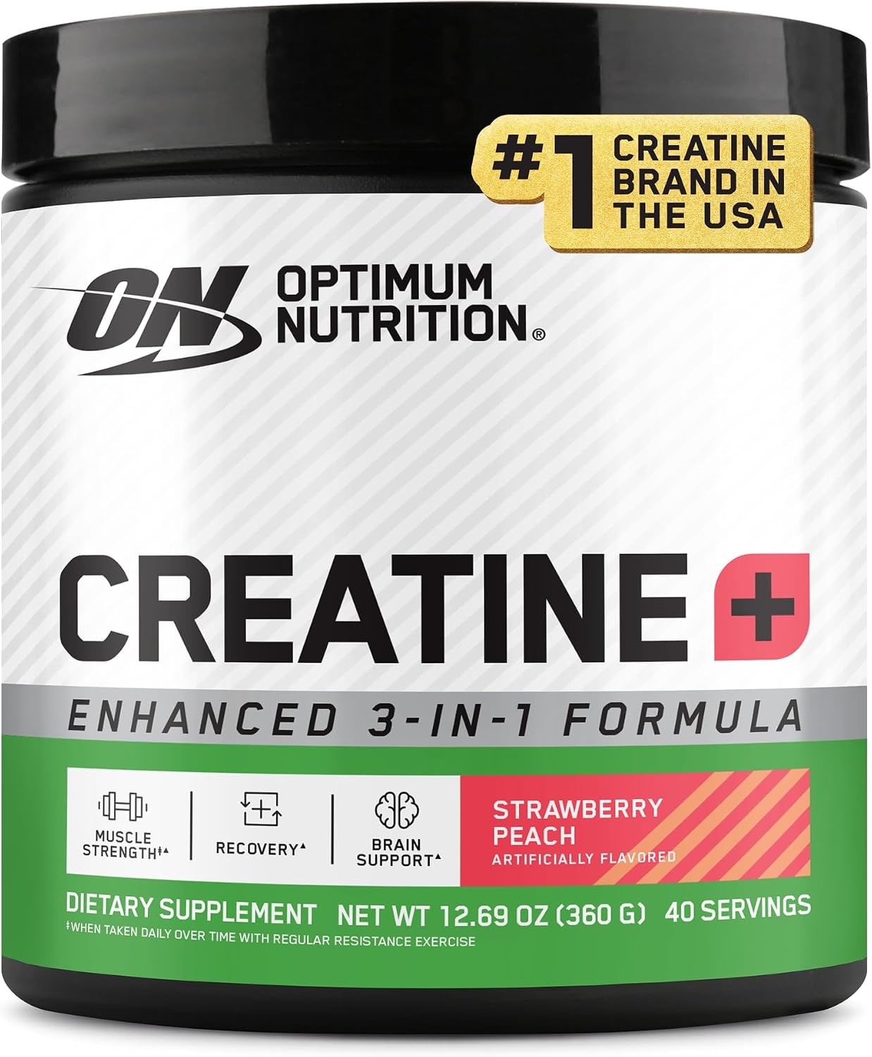 Optimum Nutrition Creatine Monohydrate Plus Powder, Strawberry Peach Flavored Cr