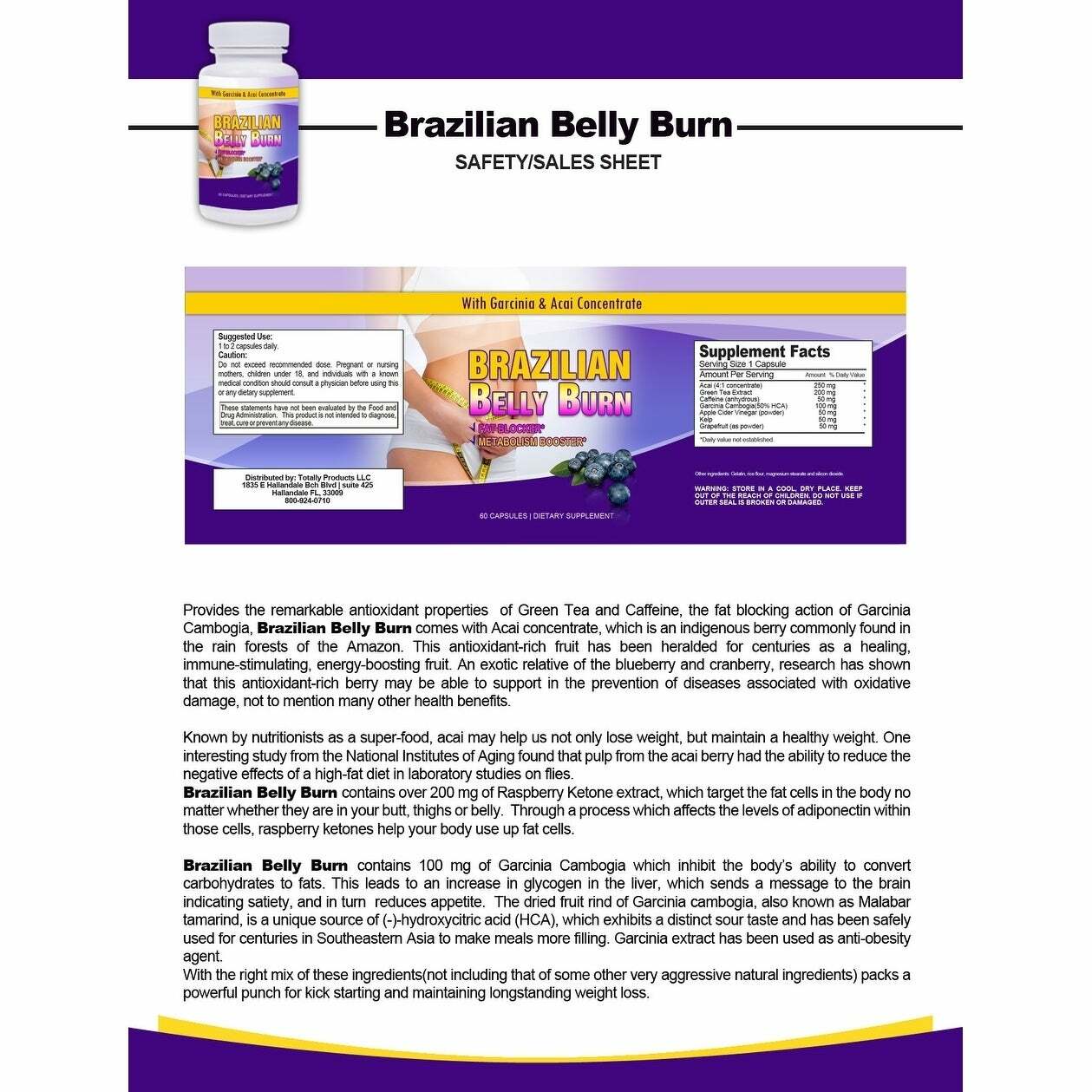 Brazilian Belly Burn 60 Ultimate Caps 100% Results Burn Quick Super Diet