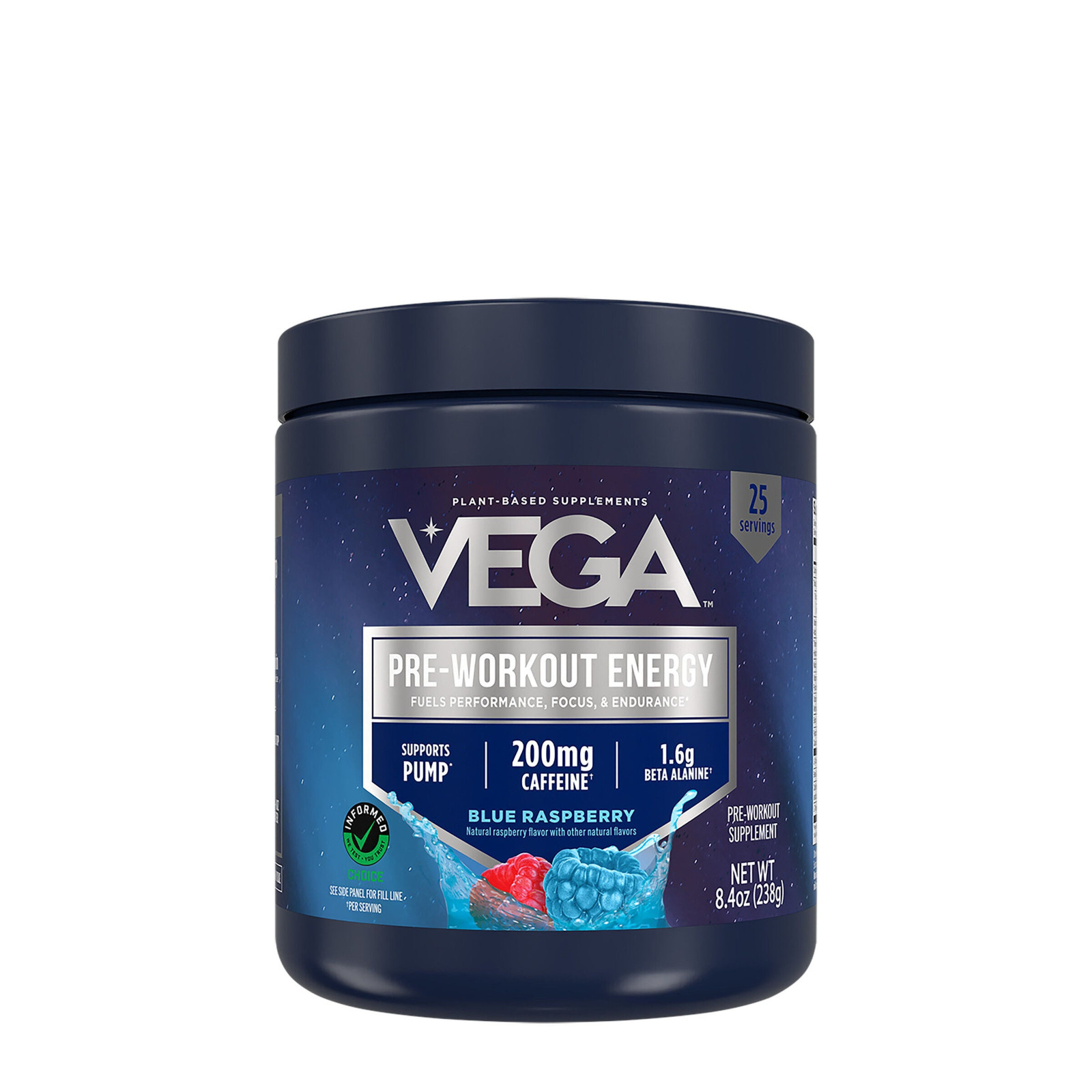 VEGA Pre-Workout Energy – Blue Raspberry (25 Servings) ~ Exp 11/26