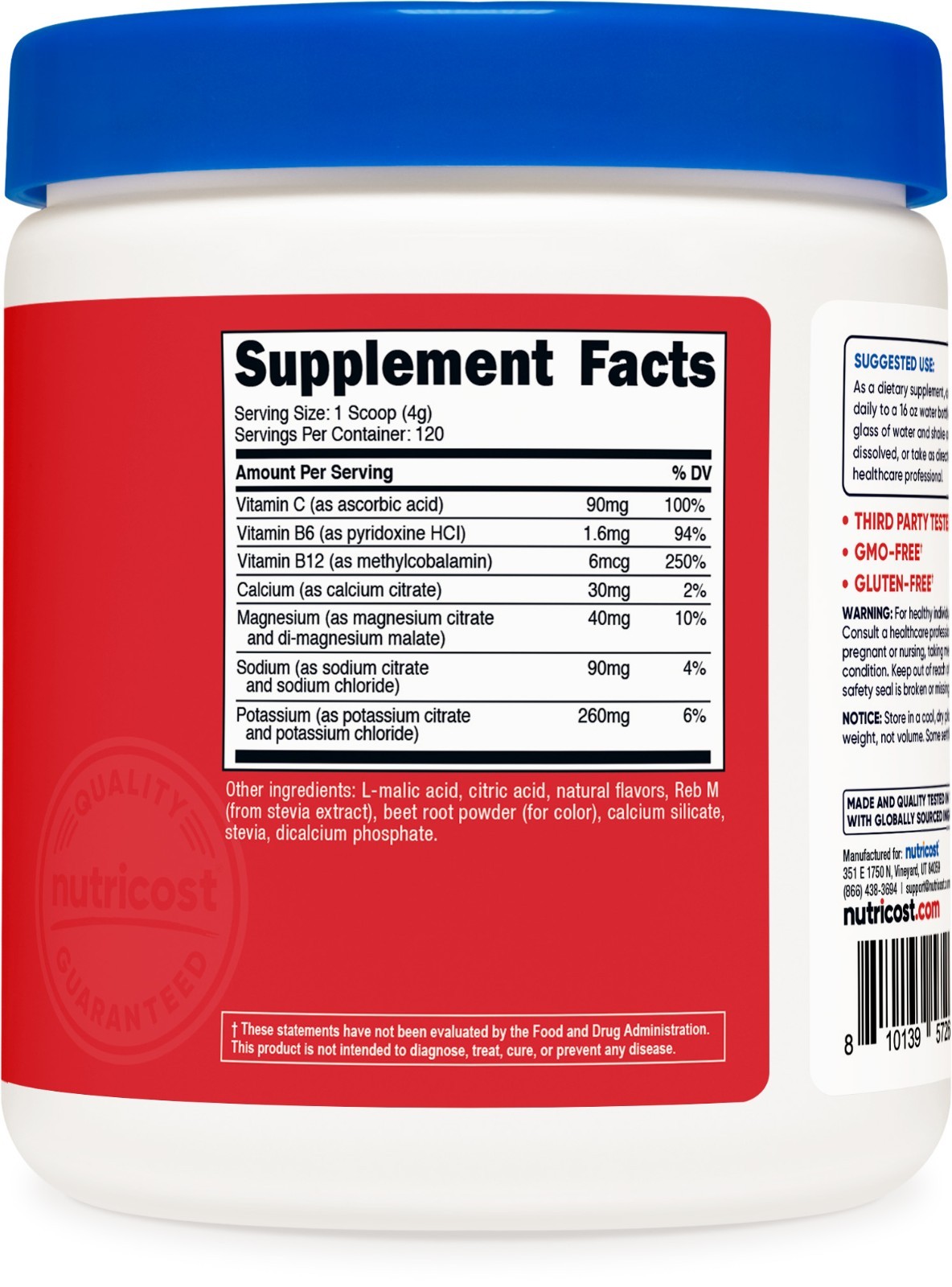 Nutricost Electrolyte Complex Drink Mix Powder (Fruit Punch) 120 Servings